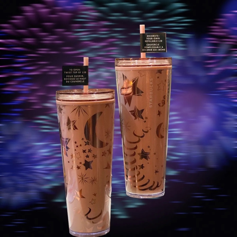 Starbucks Christmas Holiday 2023 Pink Moon & Stars Decorate Lid Venti Cold Cup